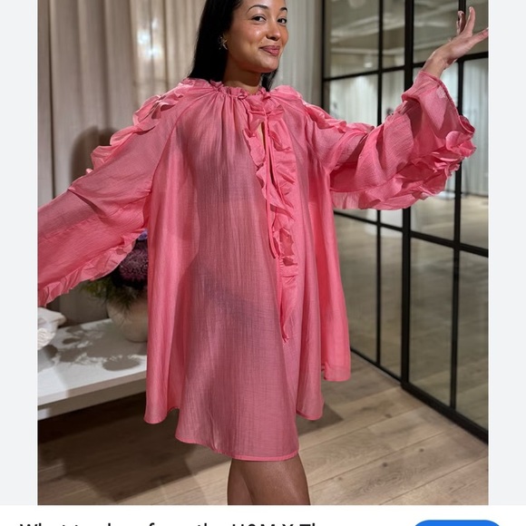 H&M Coral Ruffle Blouse white lotus collection - Picture 12 of 15